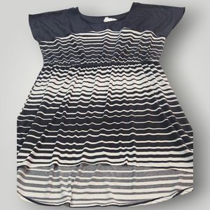 NWT Xhilaration Women's 2 Black & White Striped Hi Lo Cap Sleeve Mini Dress